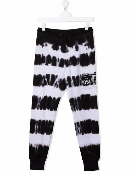 Diesel Kids спортивные брюки с принтом тай-дай и логотипом