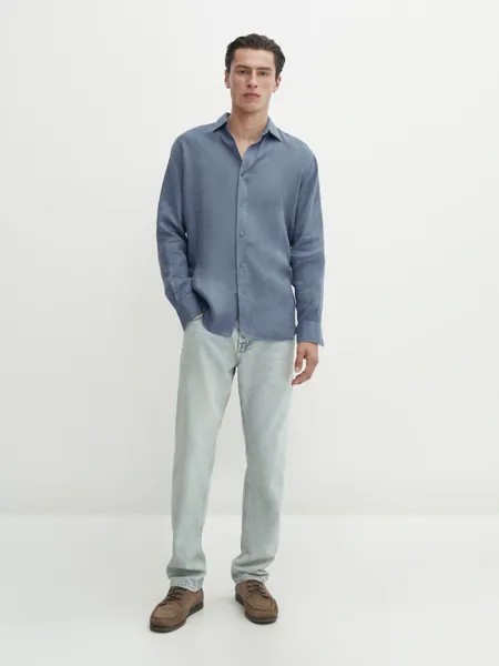 Джинсы свободного кроя с эффектом потертостей Massimo Dutti, серый