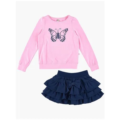 Комплект одежды Mini Maxi, джемпер и юбка, размер 116, розовый, синий