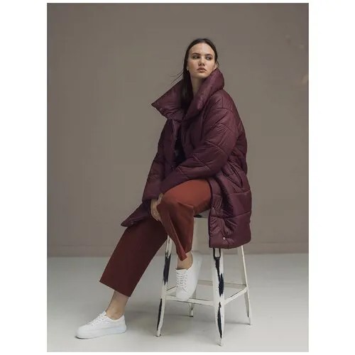 Куртка  Modress демисезонная, силуэт прямой, карманы, размер 50, красный, бордовый