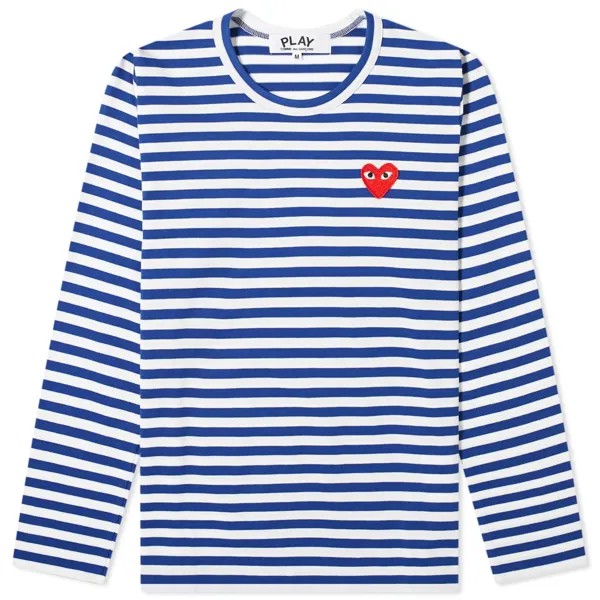 Футболка Comme des Garcons Play Women's Long Sleeve Heart Logo Stripe