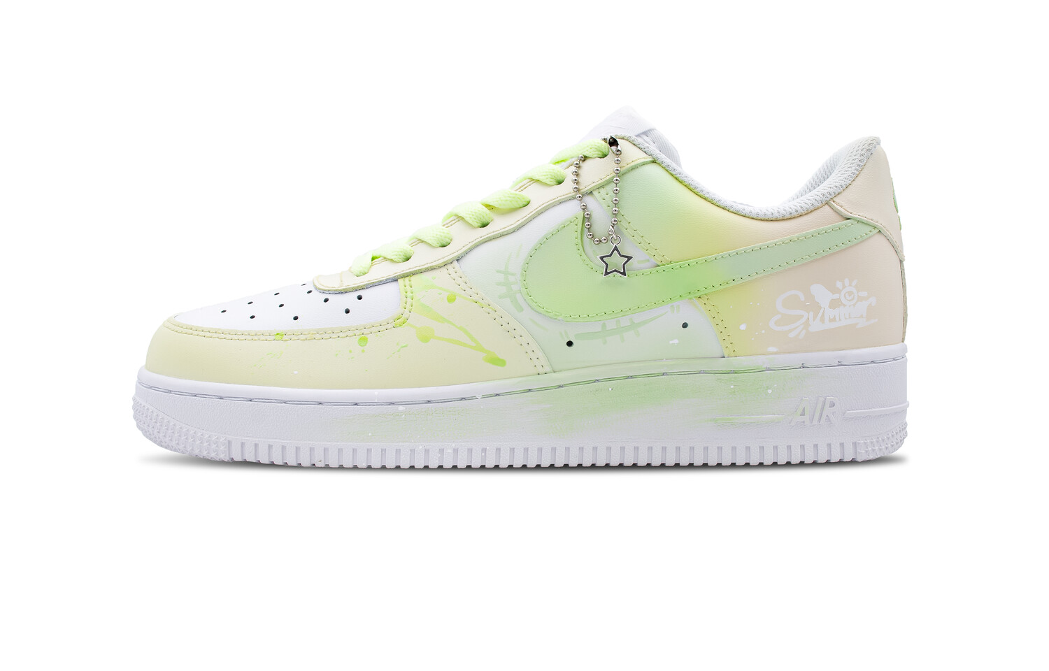 Кроссовки Nike AIR FORCE 1 WILD Skateboarding Shoes Women's Low-top White Beige, светло-зеленый