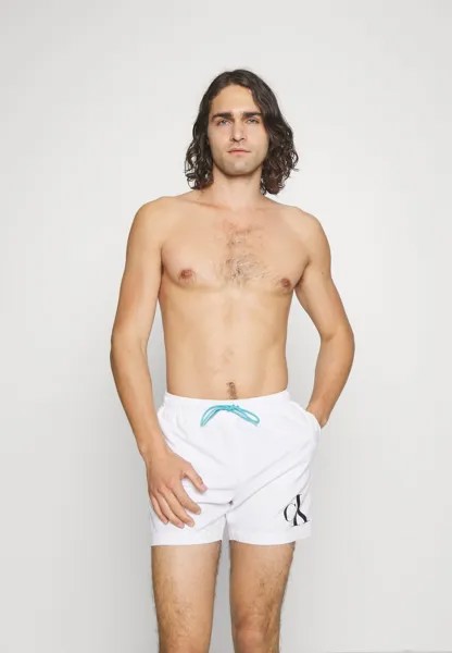 Шорты для плавания Medium Drawstring Graphic Calvin Klein Swimwear, цвет classic white