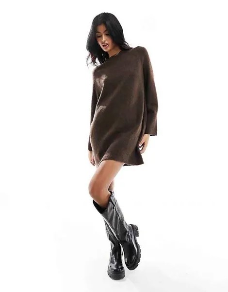 Платье Pull&Bear Knitted Jumper, коричневый