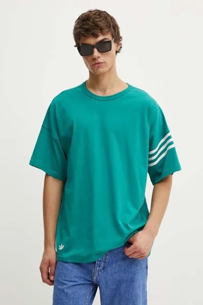 Хлопковая футболка adidas Originals, бирюзовый