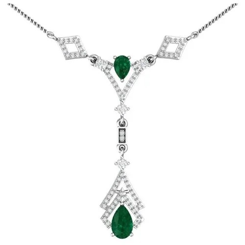 Серебряное колье с кварцем синтетическим и фианитами 3120959-03665 40