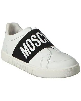 Женские кожаные кроссовки Moschino Logo белые 37