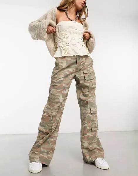 Свободные брюки-карго Cotton On в стираном камуфляжном цвете Cotton:On