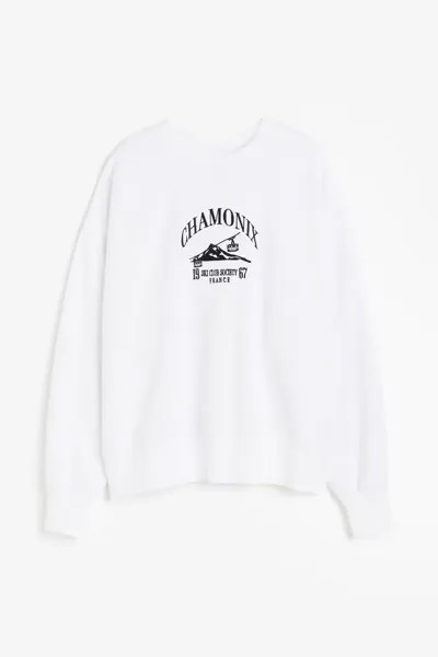 Объемный свитшот с мотивом H&M, белый