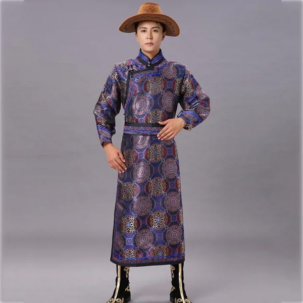 Костюм монгольский мужской, традиционная азиатская этническая одежда, праздничный наряд, сценический воротник, пастбище, живой наряд, стен...