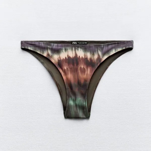 Плавки-бикини Zara Tie-dye, зелено-коричневый