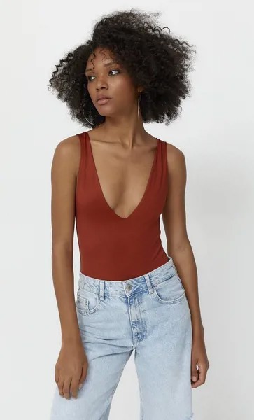 Stradivarius Боди Из Полиамида С V-Образным Вырезом Multicolor Xs