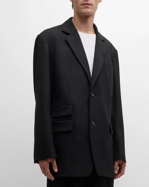 Мужской пиджак оверсайз из смесовой шерсти Helmut Lang, цвет Blk