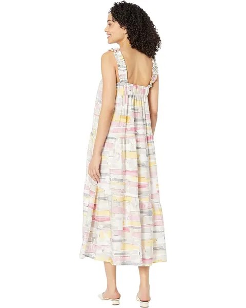 Платье MOON RIVER Woven Printed Maxi with Asymmetrical Tiers, цвет Pink Multi