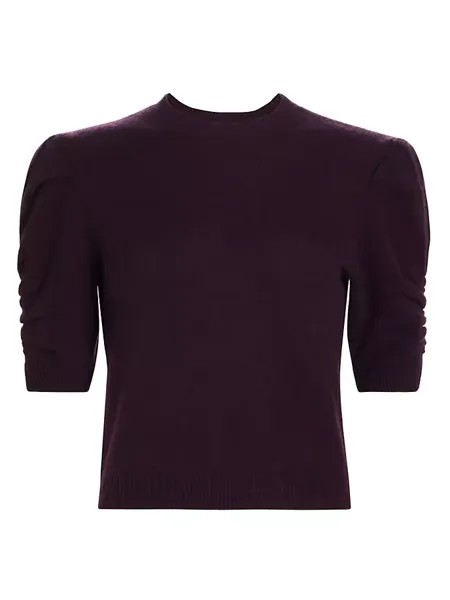 Свитер из кашемира и шерсти со сборками на рукавах Frame, цвет plum