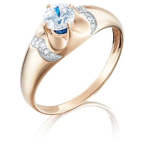 PLATINA jewelry Золотое кольцо с вставками Swarovski 01-4897-00-504-1110-38, размер 17,5
