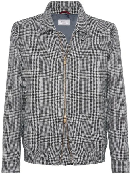 Brunello Cucinelli куртка на молнии с узором, синий