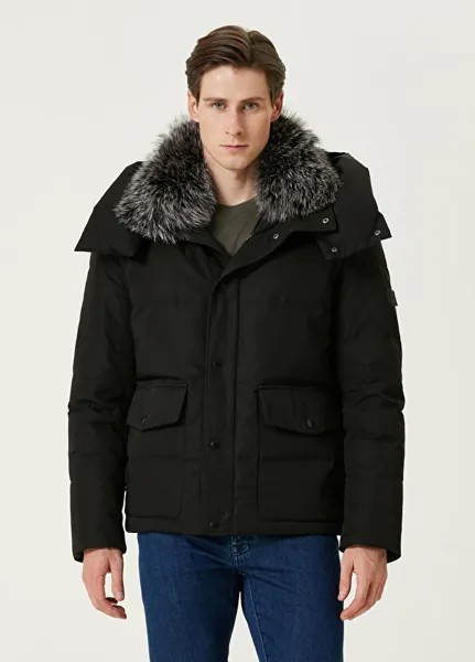 Черное пальто с капюшоном Yves Salomon