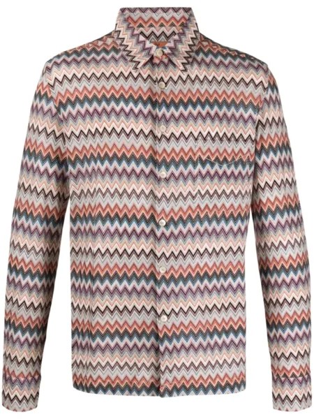 Missoni рубашка с узором зигзаг, нейтральный цвет