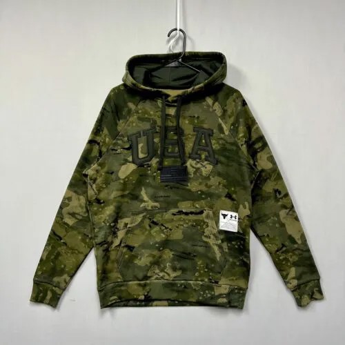 Under Armour Mens Cotton Project Rock Veterans Day Camo Pullover Hoodie #310