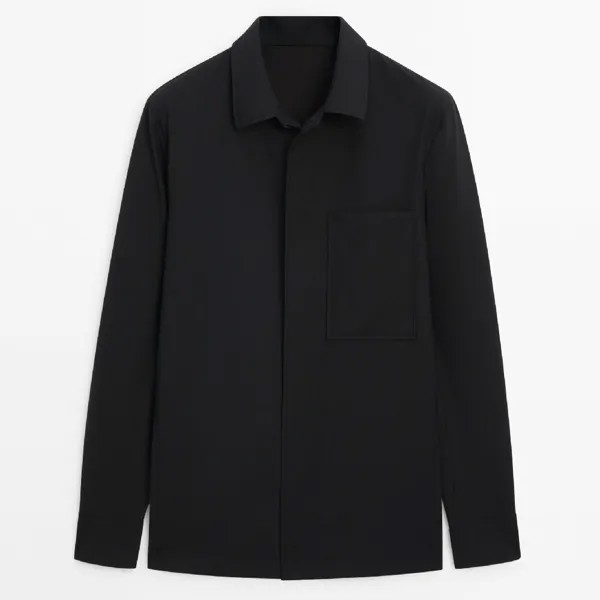 Куртка-рубашка Massimo Dutti 100% Wool, черный