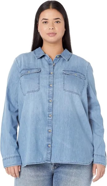 Рубашка L.L.Bean Plus Size Heritage Washed Denim Shirt Long Sleeve, цвет Light Indigo