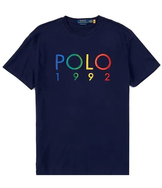Трикотажная футболка Polo Ralph Lauren классического кроя 1992 года с короткими рукавами, синий