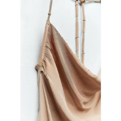 Сарафан Zara, вискоза, размер XS, бежевый
