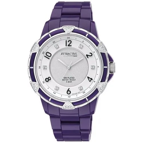 Наручные часы Q&Q 6409, белый, фиолетовый