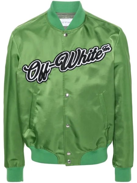 Off-White бомбер Varsity, зеленый
