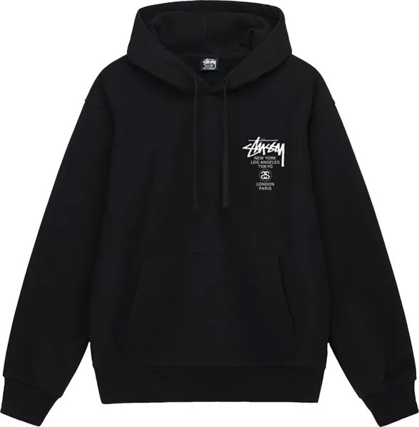 Худи Stussy World Tour Hoodie 'Black', черный