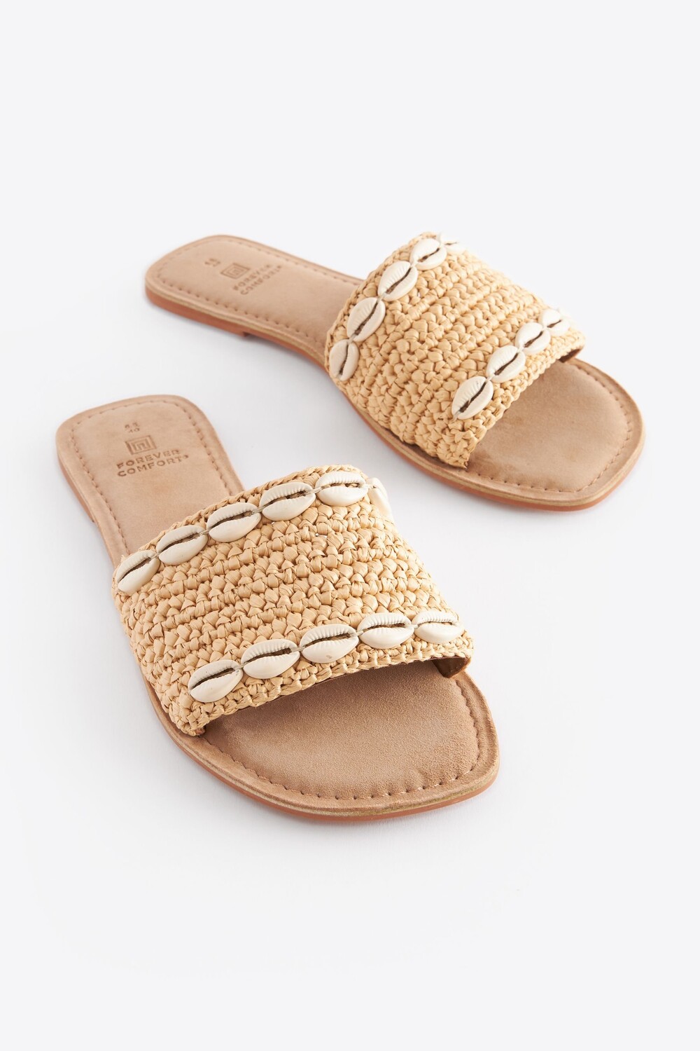 Тапочки из рафии Forever Comfort с декоративной ракушкой Next, бежевый