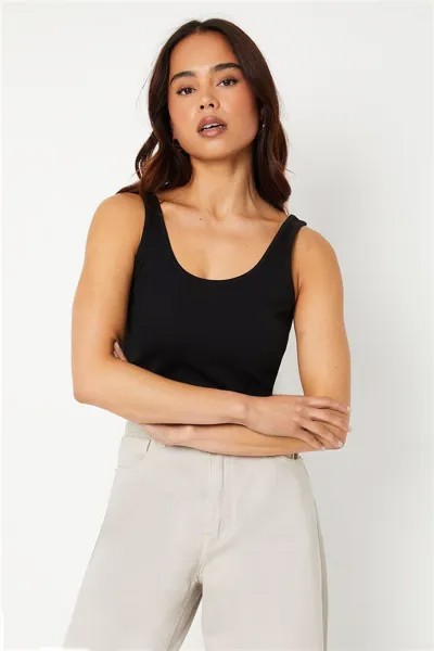 Хлопковая майка Petite с круглым вырезом Dorothy Perkins, черный
