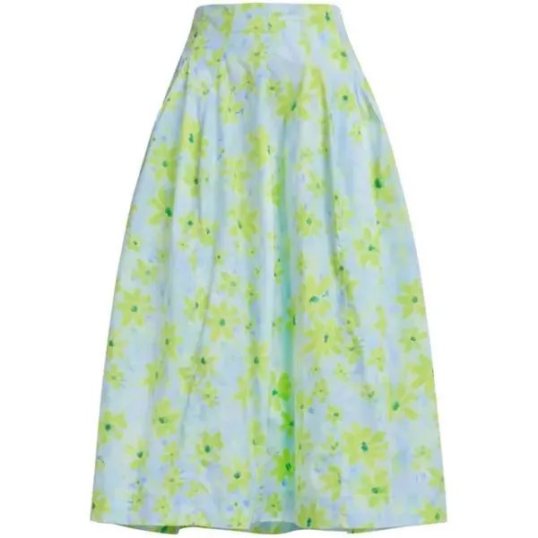 Юбка a-line floral-print cotton midi skirt Marni, зеленый