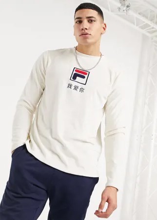 Белый велюровый лонгслив Fila Dalbert