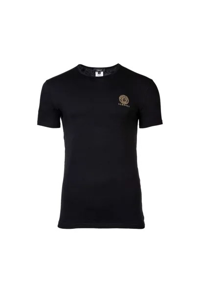 Мужская футболка - майка, круглый вырез, хлопок стрейч VERSACE, черный