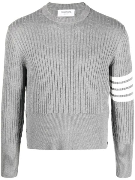 Thom Browne джемпер в рубчик с полосками 4-Bar, серый