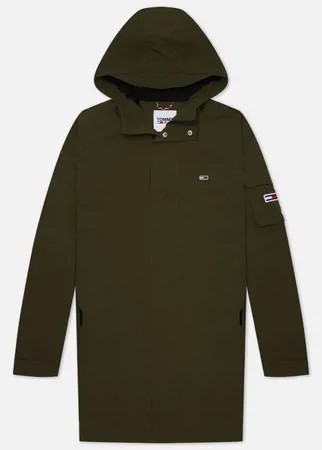 Мужская куртка парка Tommy Jeans Flag Patch Hooded, цвет оливковый, размер L