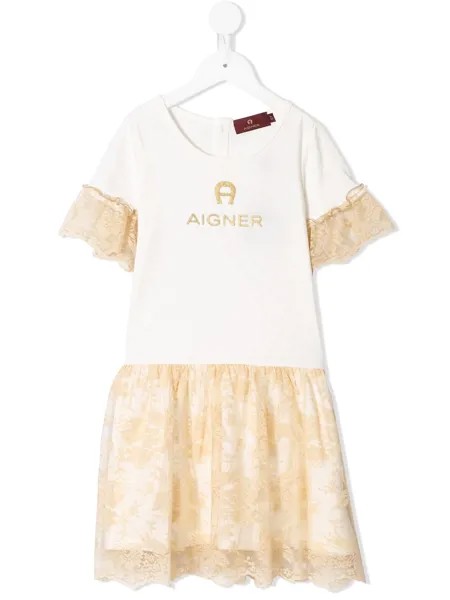 Aigner Kids платье с кружевом