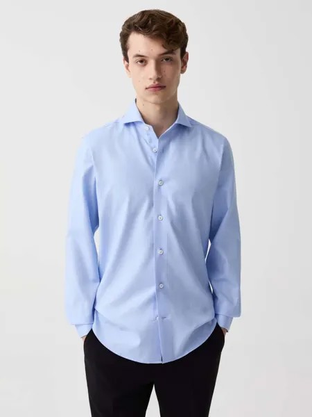 Однотонная рубашка узкого кроя из хлопка Ovs, цвет soft blue
