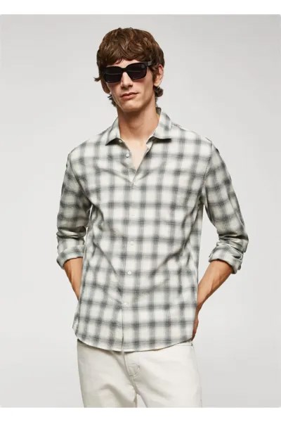 Рубашка Slim Fit из хлопка из жатого хлопка Mango, белый