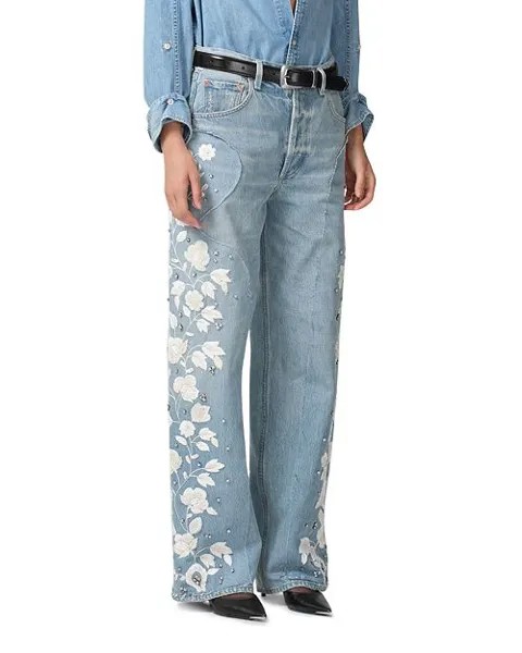 Широкие джинсы Ayla с вышивкой цвета Skylights Citizens of Humanity, цвет Blue