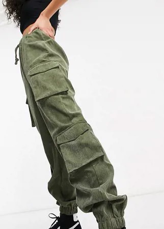 Вельветовые брюки карго цвета хаки в утилитарном стиле Missguided Tall-Зеленый цвет