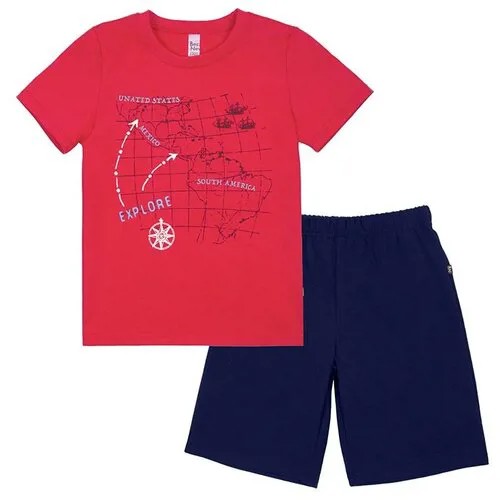 Пижама BOSSA NOVA 384П-161 для мальчика, цвет красный/синий, размер 140