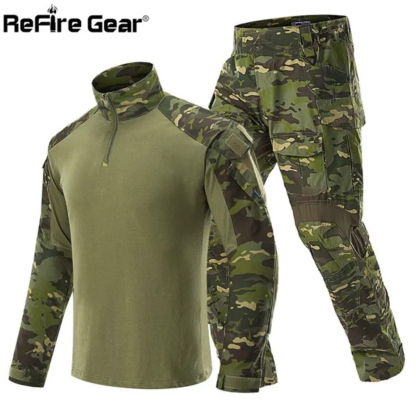 ReFire Gear, Тактическая Военная камуфляжная форма, одежда для мужчин, армейский боевой костюм, комплекты, водонепроницаемые брюки-карго, футбол...