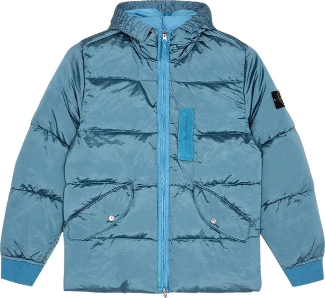 Куртка Stone Island Hooded Down Jacket 'Mid Blue', синий