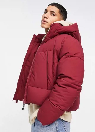 Красная дутая куртка с капюшоном ASOS DESIGN-Красный
