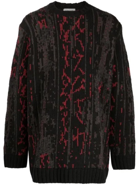 Джемпер вязки интарсия с узором Yohji Yamamoto, черный