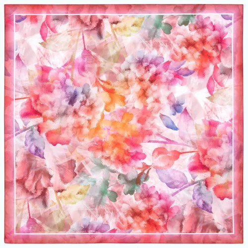 Платок Павловопосадская платочная мануфактура,80х80 см, розовый, мультиколор