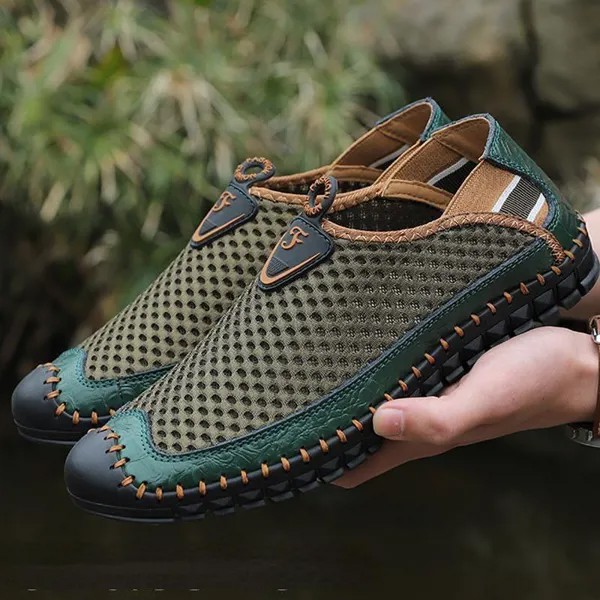 Большой размер 47.48 Handmade Кожа обувь Новые дышащий сетки обувь отверстие обувь Летние мужские туфли 38-48